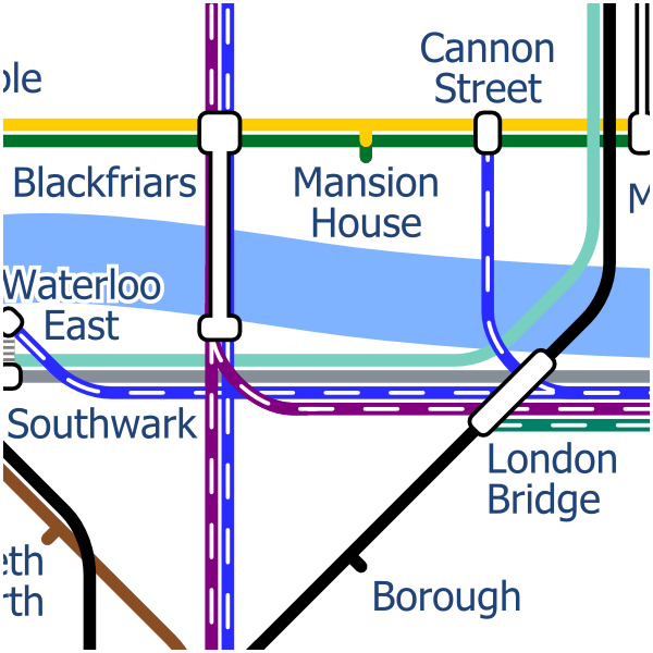 London Layout map of Blackfriars Bridge station over river Thames