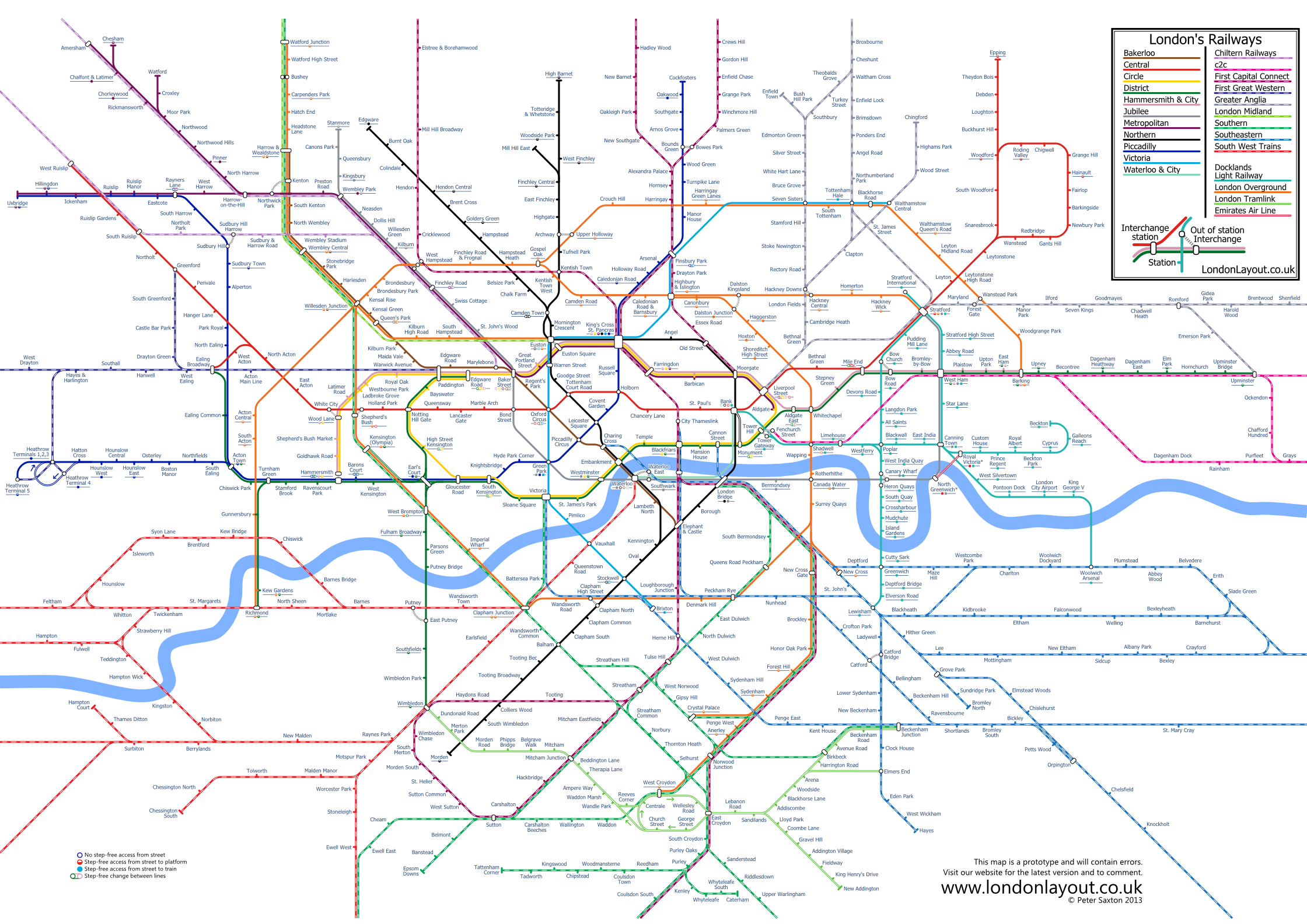 Alternative Tube and Rail map design